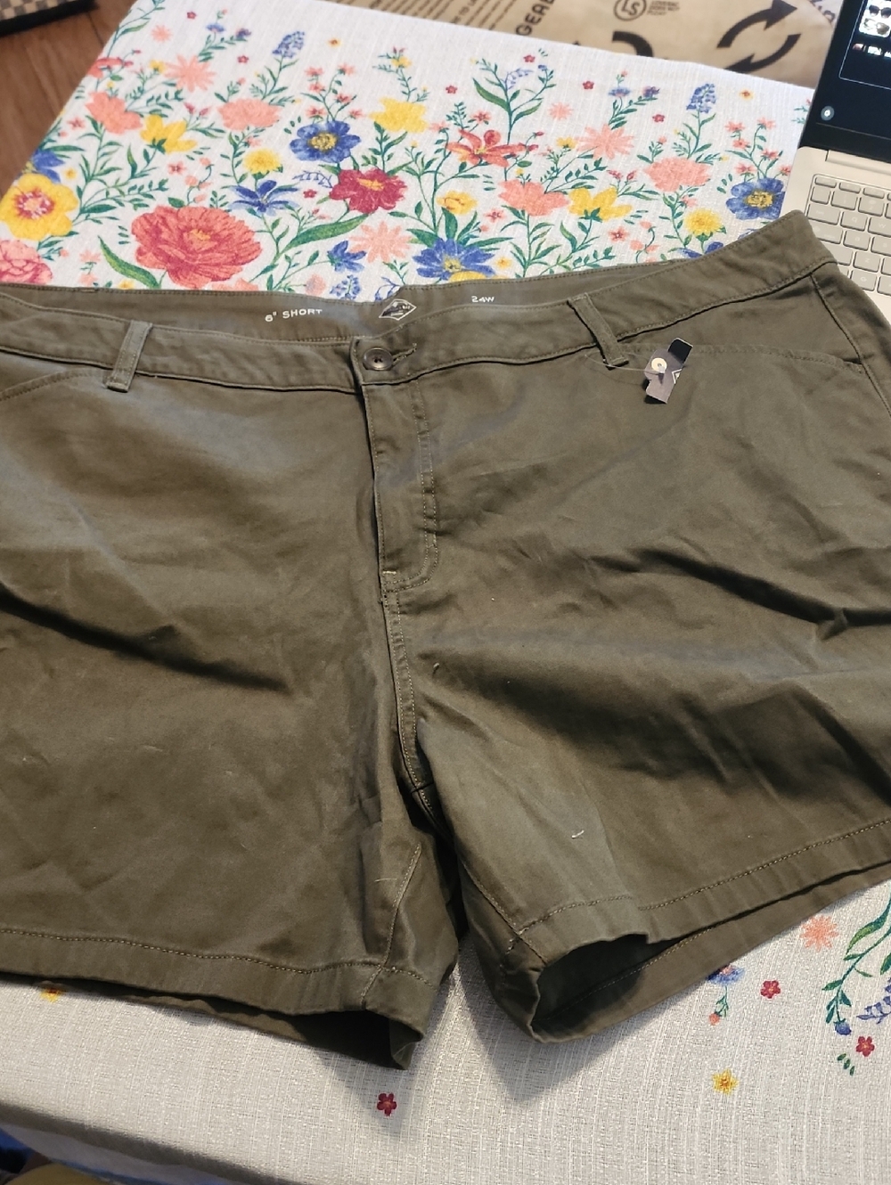 St. John's Bay Olive Green Cotton Blend Bermuda Shorts